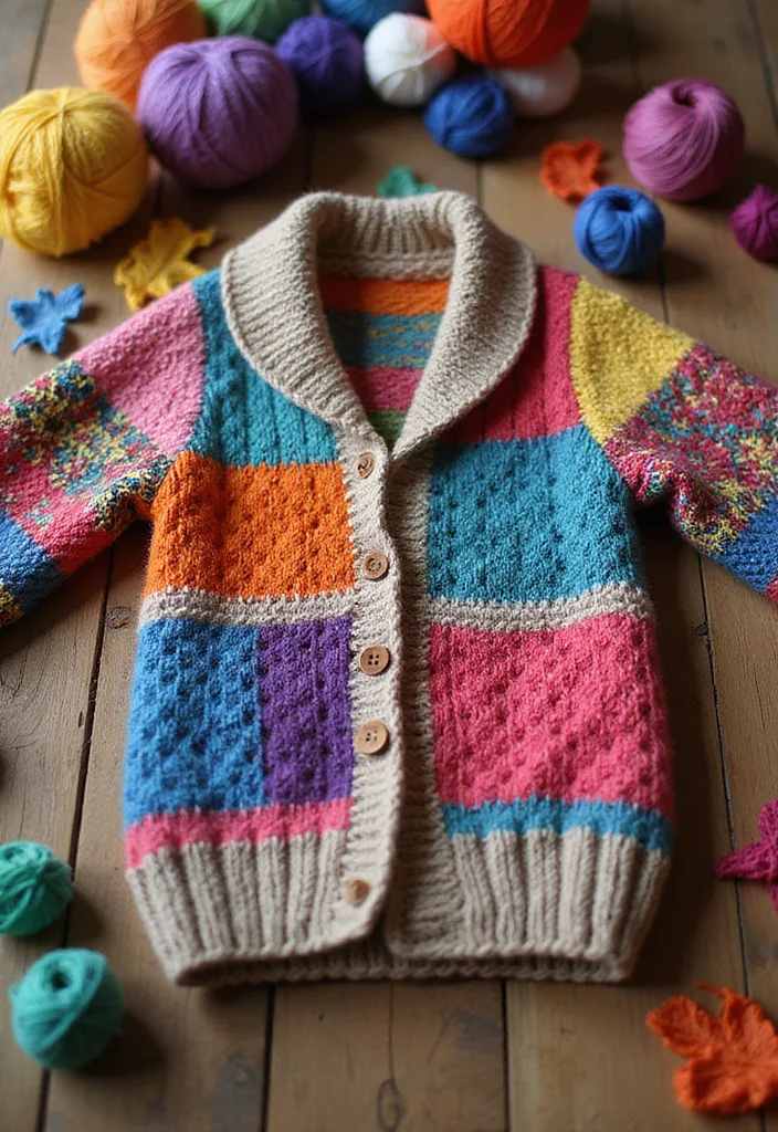 27 Cozy Crochet Cardigan Patterns That You'll Love - 12. The Colorful Patchwork Cardigan