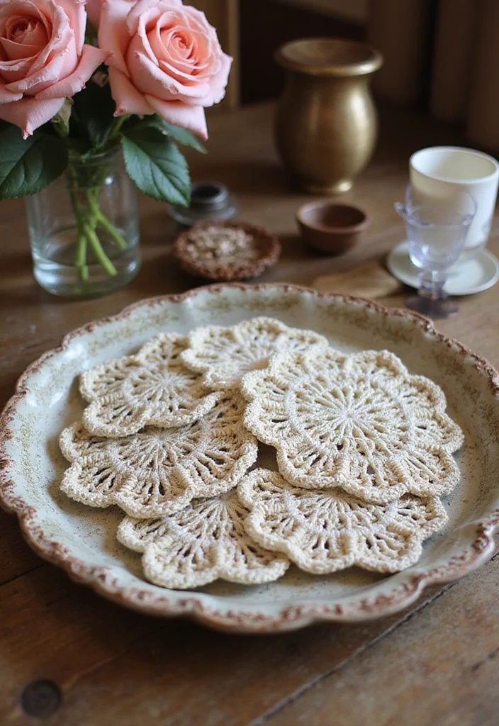 27 Home Décor Ideas with Crochet Coasters: Free Pattern Included! - 10. Vintage Crochet Coasters