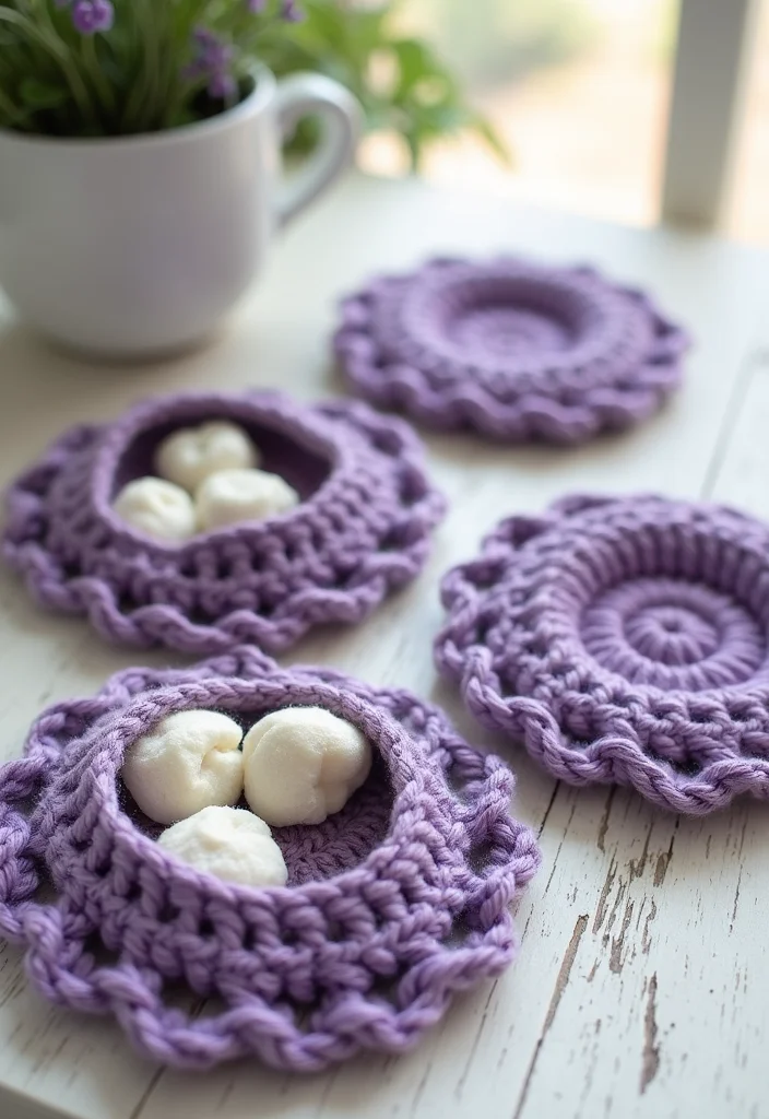 27 Home Décor Ideas with Crochet Coasters: Free Pattern Included! - 15. Crochet Coasters with Scented Elements