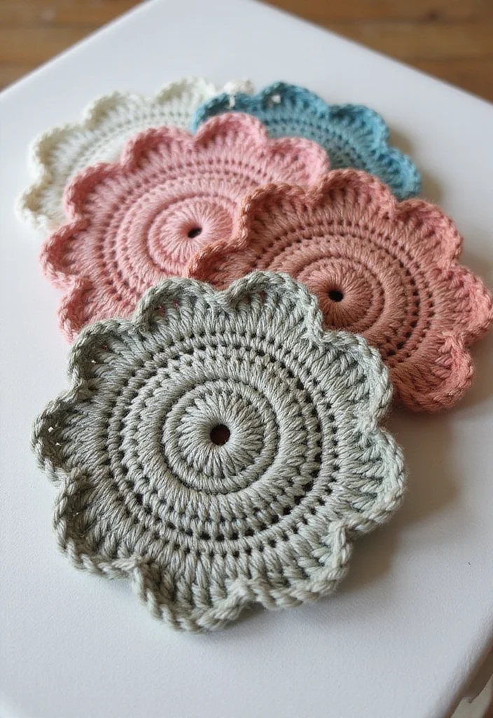 27 Home Décor Ideas with Crochet Coasters: Free Pattern Included! - 18. Layered Coaster Designs