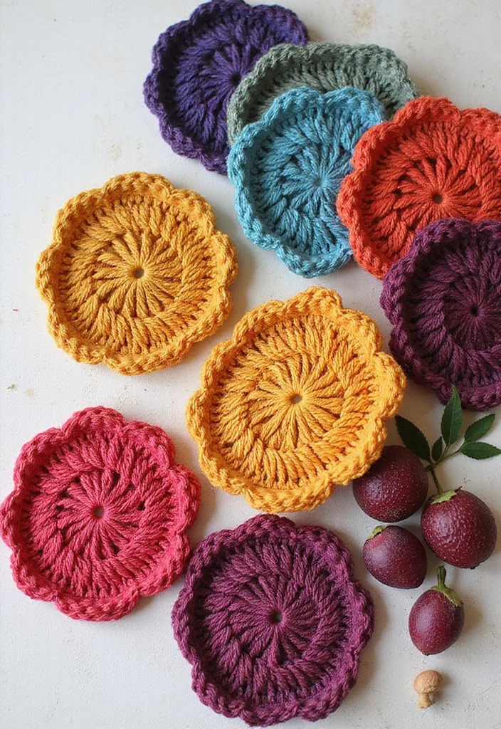 27 Home Décor Ideas with Crochet Coasters: Free Pattern Included! - 21. Eco-Friendly Dye Techniques