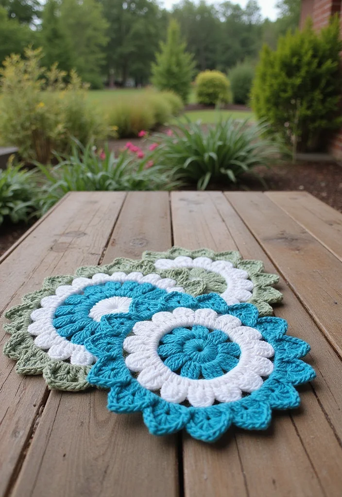 27 Home Décor Ideas with Crochet Coasters: Free Pattern Included! - 23. Crochet Coasters for Outdoor Spaces
