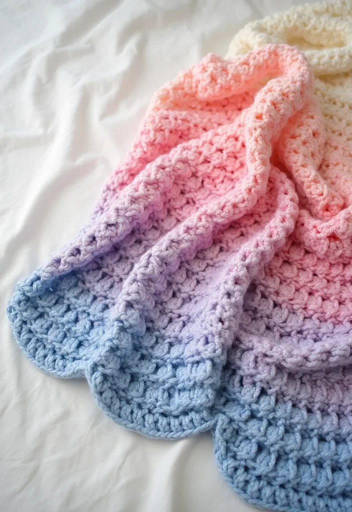 27 Inspiring Designs Using Easy Crochet Baby Blanket Free Pattern - 16. Ombre Effects