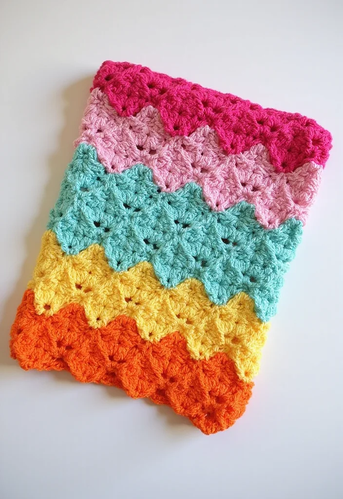 27 Inspiring Designs Using Easy Crochet Baby Blanket Free Pattern - 20. Color Block Fun