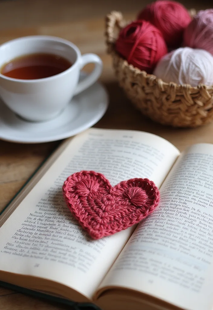 27 Sweet Craft Ideas to Learn How to Crochet a Heart - 10. Heart Bookmark