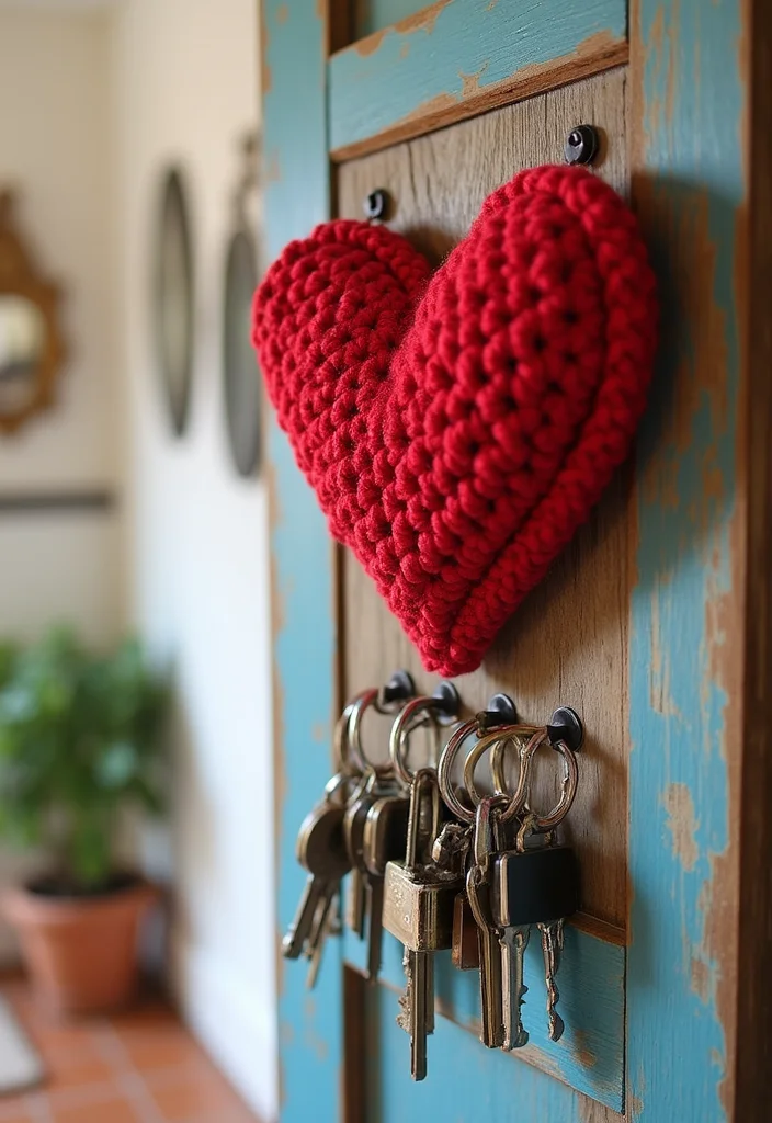 27 Sweet Craft Ideas to Learn How to Crochet a Heart - 15. Heart Key Holders