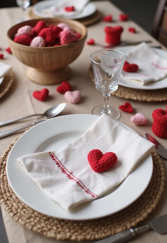 27 Sweet Craft Ideas to Learn How to Crochet a Heart - 18. Heart Table Decorations