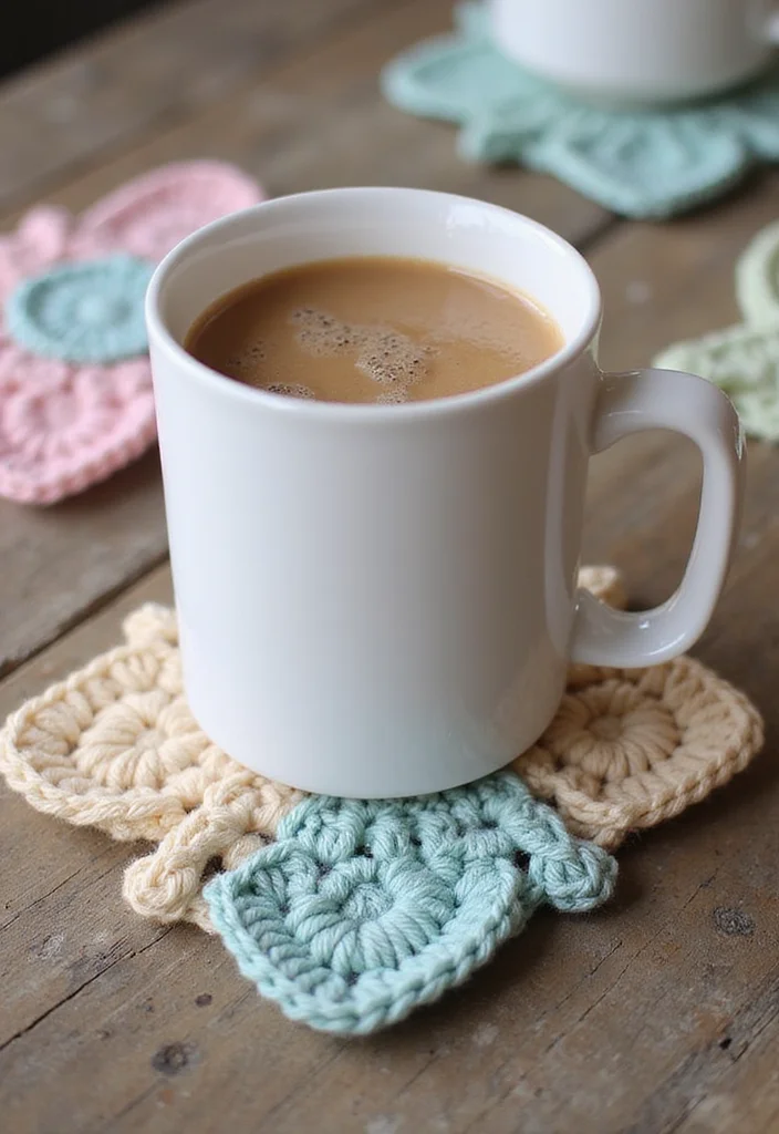 27 Sweet Craft Ideas to Learn How to Crochet a Heart - 6. Heart Coasters