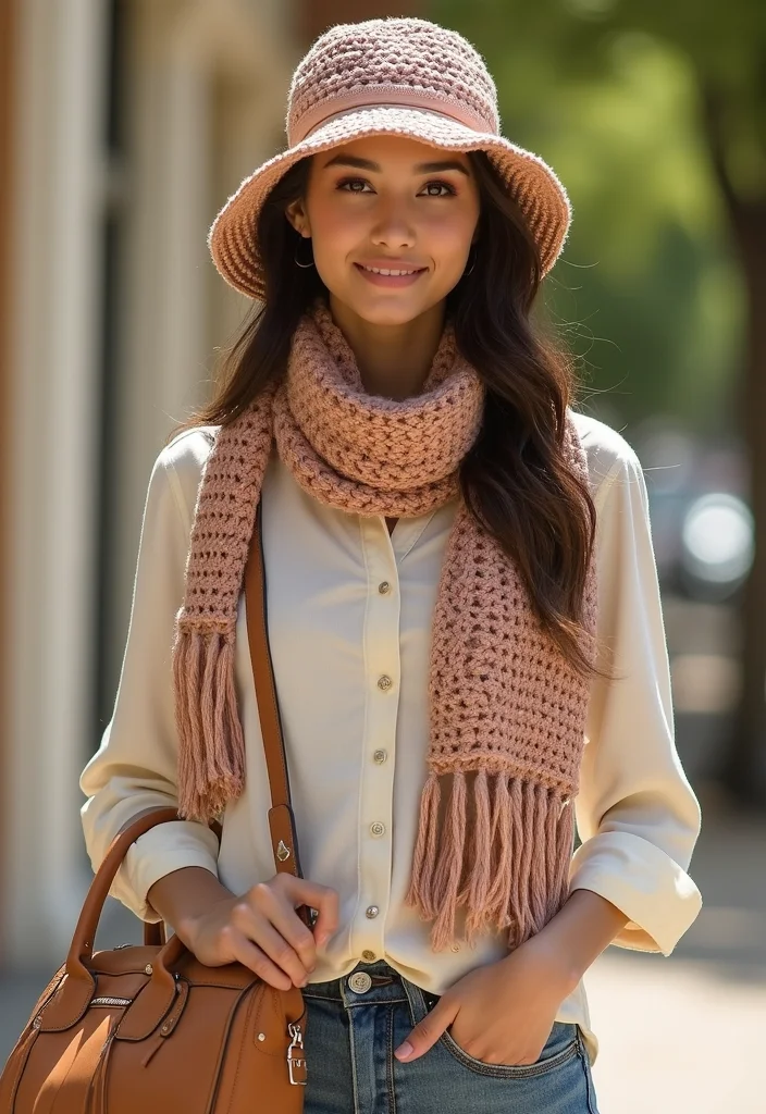 27 Trendy Accessories Using Crochet Bucket Hat Free Pattern - 10. Matching Accessories