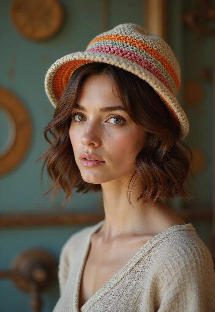 27 Trendy Accessories Using Crochet Bucket Hat Free Pattern - 12. Vintage Vibes