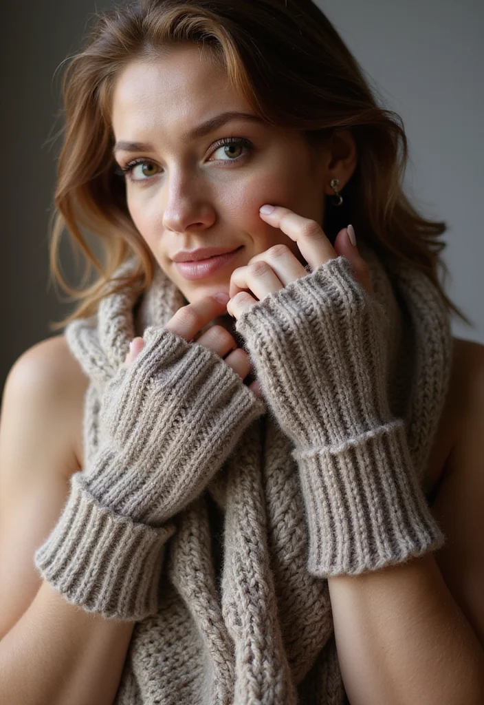 27 Winter Makes Using Crochet Fingerless Gloves: Free Patterns - 11. Knit Look Fingerless Gloves with Ridges