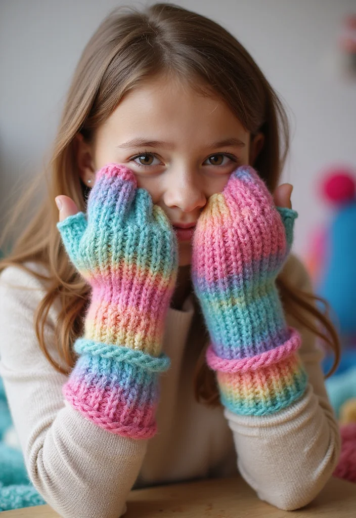 27 Winter Makes Using Crochet Fingerless Gloves: Free Patterns - 23. Kids' Fingerless Gloves