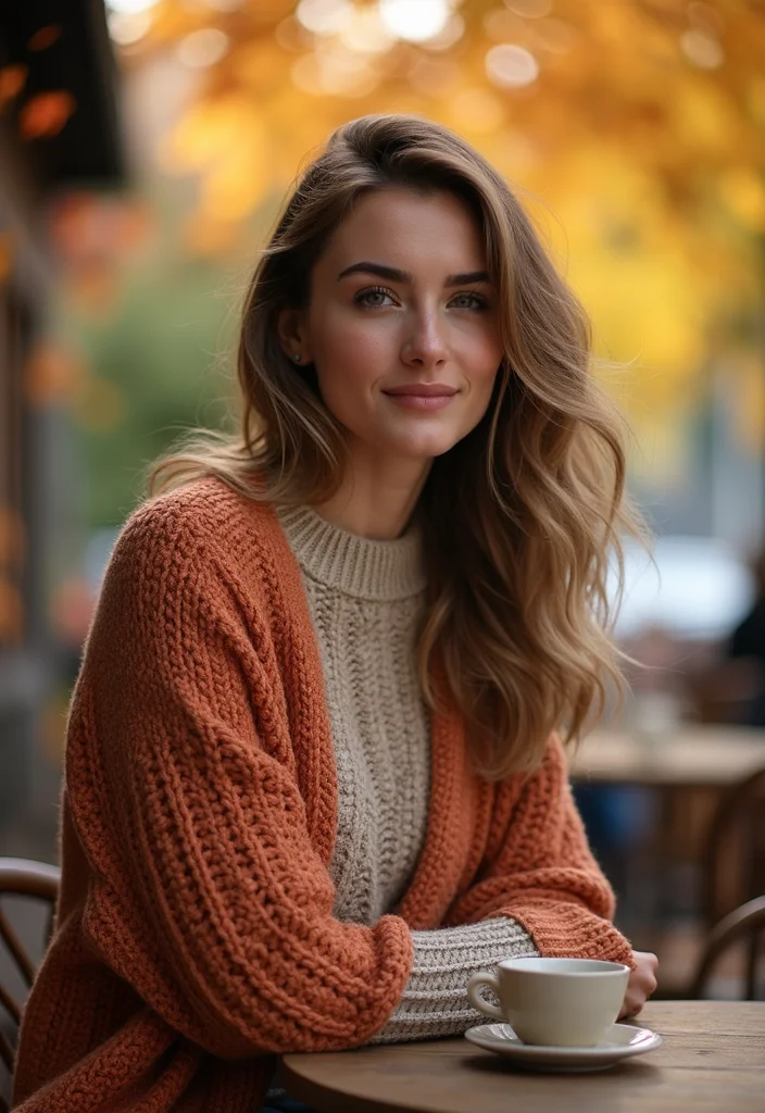 28 Stylish Outfits Using Crochet Cardigan Patterns: Embrace Sustainable Fashion - 20. Chic Layering with a Boucle Sweater