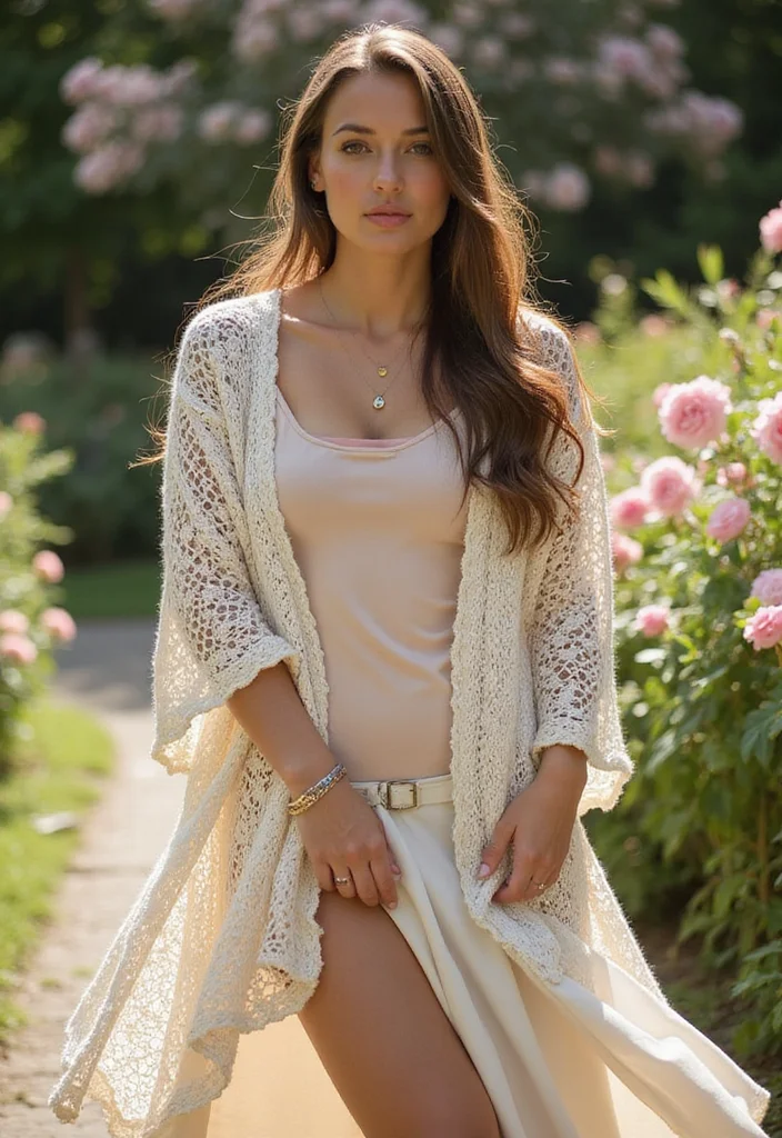 28 Stylish Outfits Using Crochet Cardigan Patterns: Embrace Sustainable Fashion - 22. Effortless Layering with a Kimono