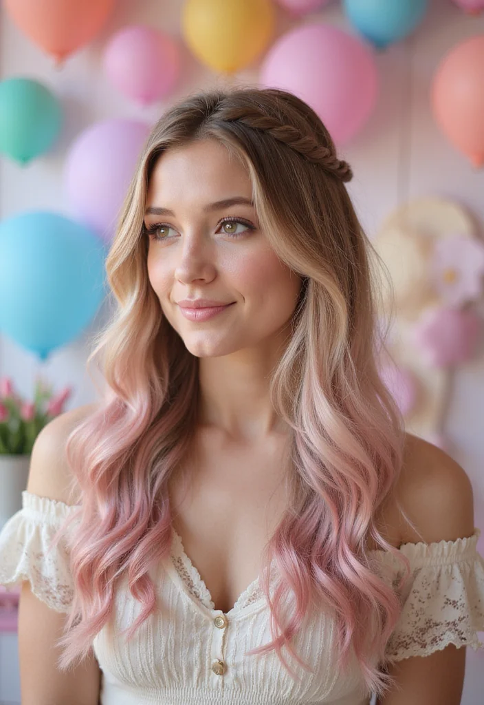 28 Trendy Looks Featuring Half Braids Half Crochet Hairstyles - 23. Half Braid with Pastel Hair Colors