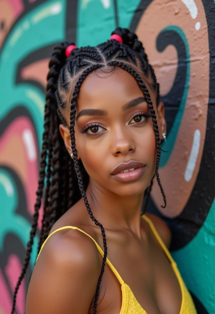 28 Trendy Looks Featuring Half Braids Half Crochet Hairstyles - 26. Half Braids with Geometric Shapes