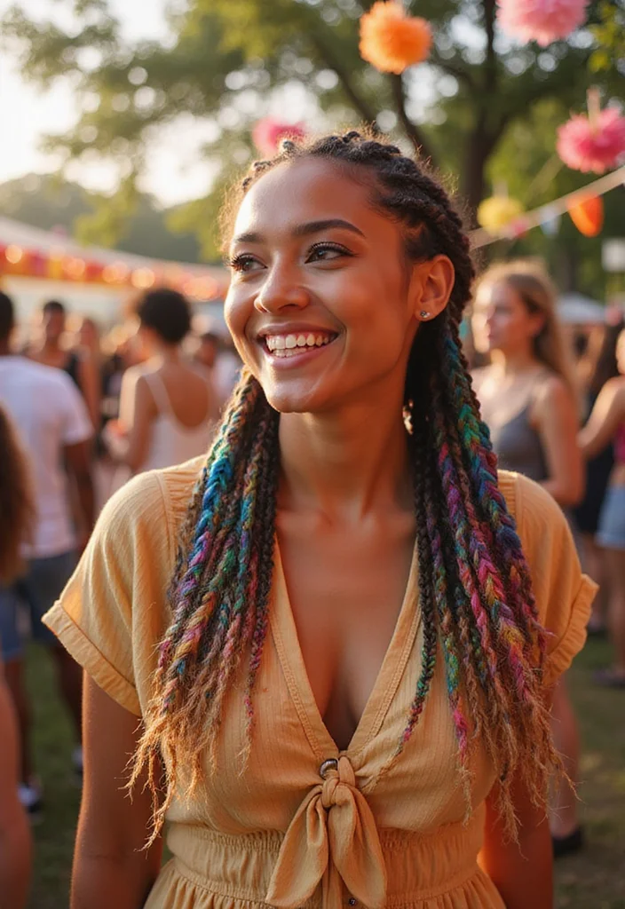 28 Trendy Looks Featuring Half Braids Half Crochet Hairstyles - 4. Rainbow Crochet Braids