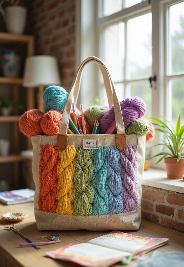 28 Trendy Makes with Crochet Tote Bags: Free Patterns for Sustainable Living - 5. Eco-Friendly Crafting Bag