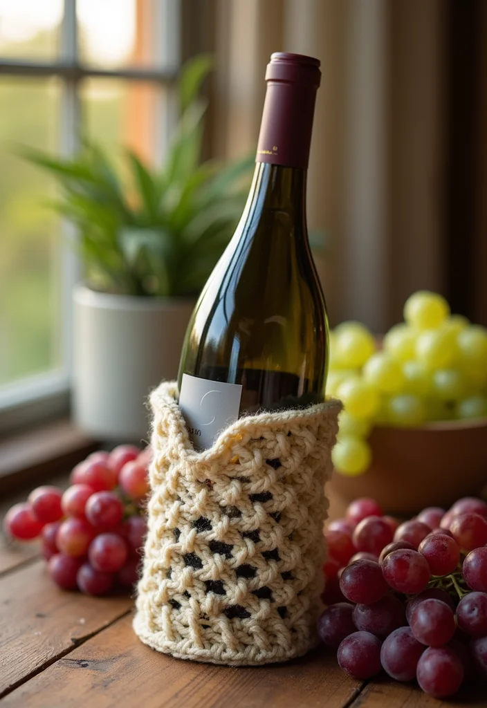 28 Useful Accessories from Crochet Bag Patterns - Free! - 17. Wine Bottle Holder