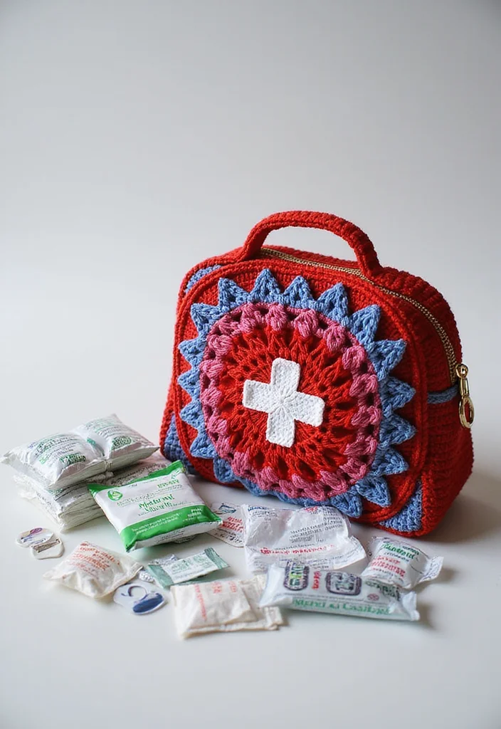 28 Useful Accessories from Crochet Bag Patterns - Free! - 26. First Aid Kit Bag