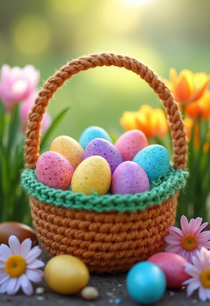 28 Useful Accessories from Crochet Bag Patterns - Free! - 28. Easter Basket