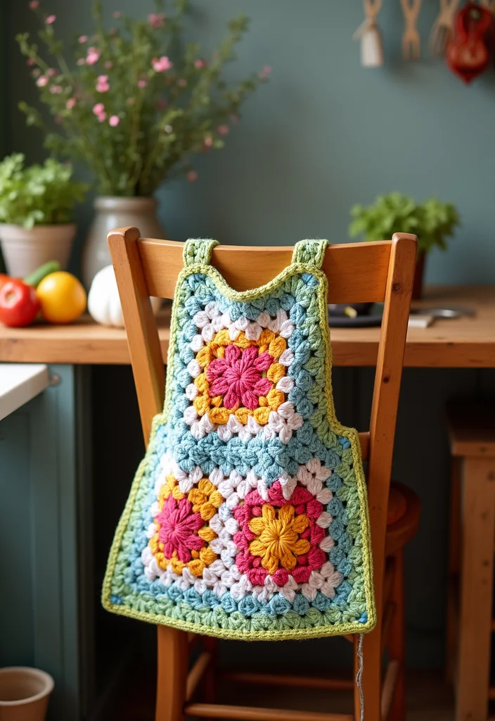 28 Visual Tutorials Inspired by Granny Square Crochet Pattern Diagram - 12. Granny Square Apron