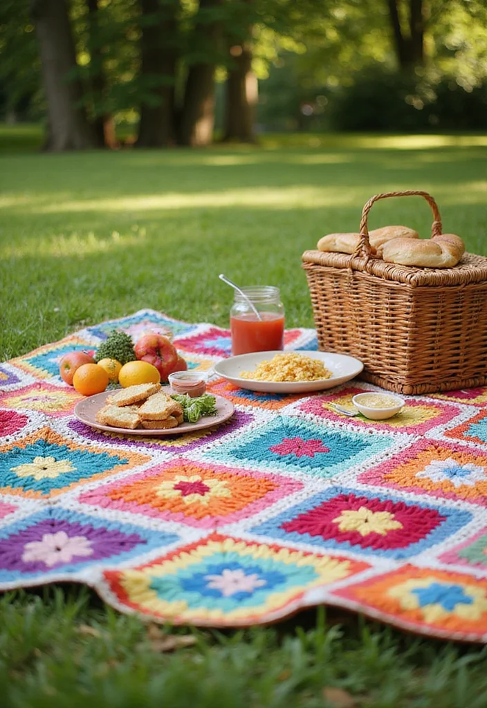 28 Visual Tutorials Inspired by Granny Square Crochet Pattern Diagram - 16. Granny Square Picnic Blanket