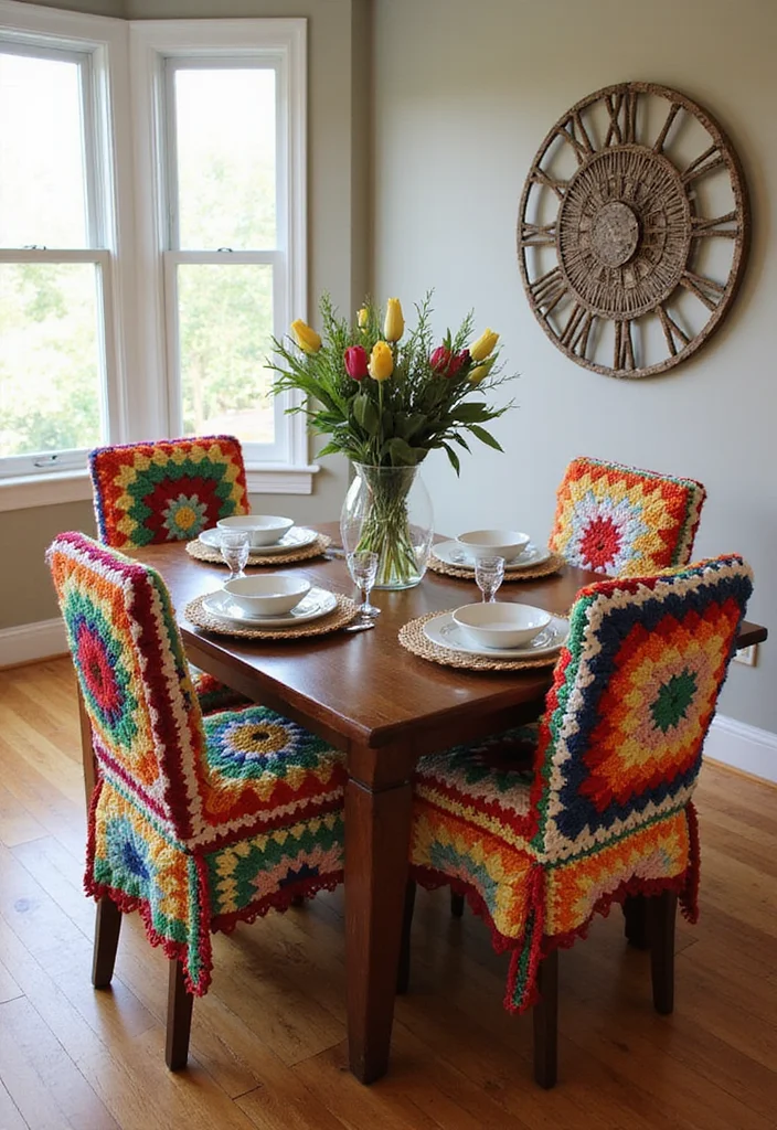 28 Visual Tutorials Inspired by Granny Square Crochet Pattern Diagram - 17. Granny Square Chair Cover