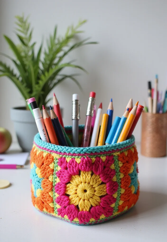 28 Visual Tutorials Inspired by Granny Square Crochet Pattern Diagram - 19. Granny Square Pencil Case