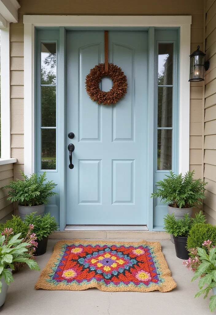 28 Visual Tutorials Inspired by Granny Square Crochet Pattern Diagram - 20. Granny Square Door Mat