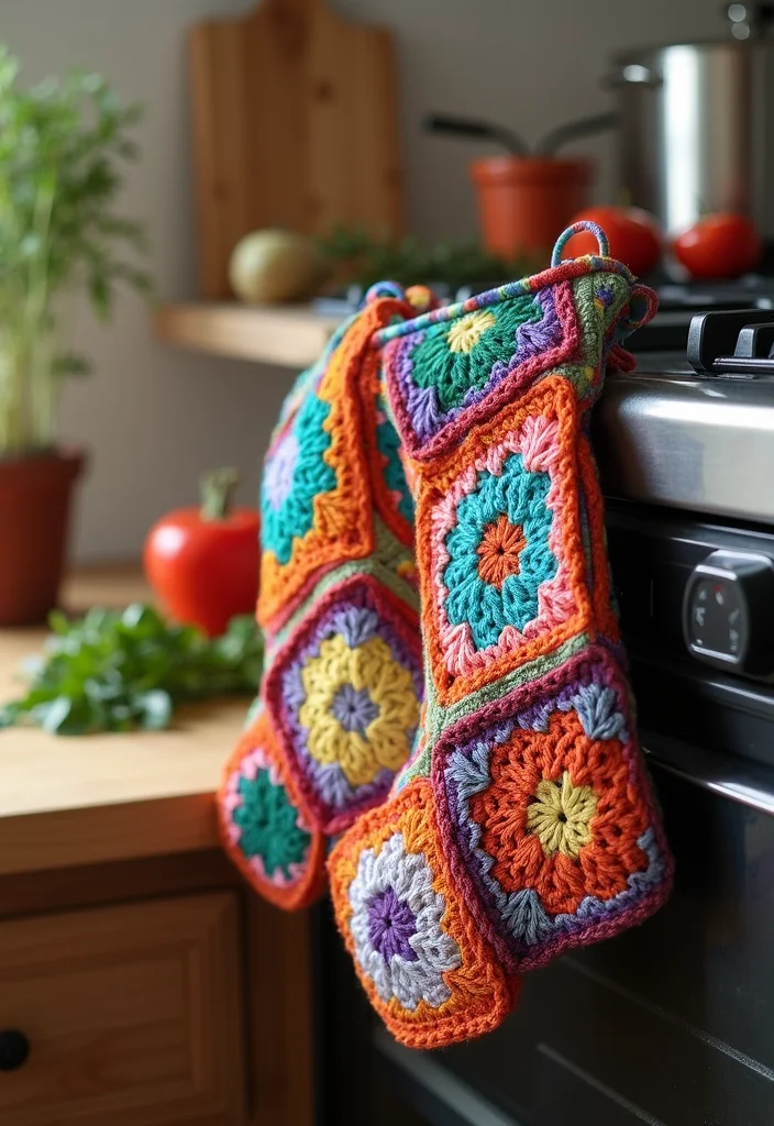 28 Visual Tutorials Inspired by Granny Square Crochet Pattern Diagram - 27. Granny Square Oven Mitts