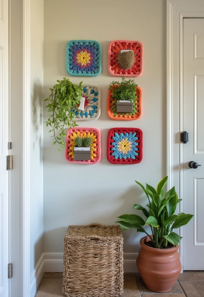 28 Visual Tutorials Inspired by Granny Square Crochet Pattern Diagram - 28. Granny Square Wall Pockets