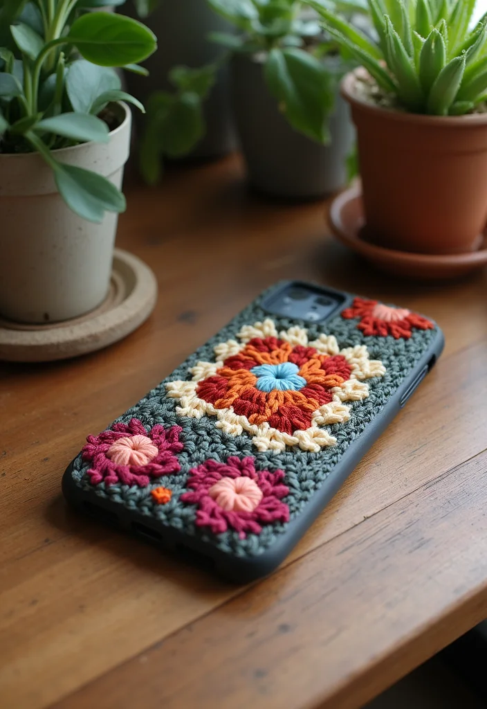 28 Visual Tutorials Inspired by Granny Square Crochet Pattern Diagram - 8. Granny Square Phone Case