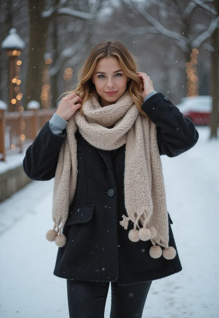 28 Warm & Stylish Makes with Crochet Scarf Pattern Free - 17. Pom-Pom Scarf