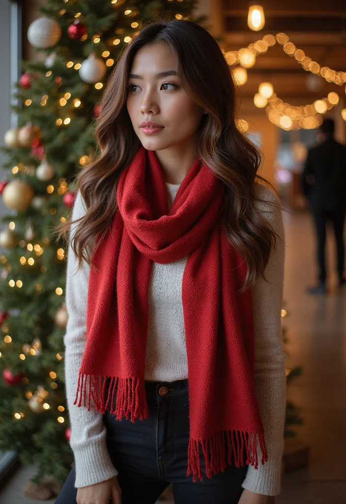 28 Warm & Stylish Makes with Crochet Scarf Pattern Free - 22. Festive Holiday Scarf