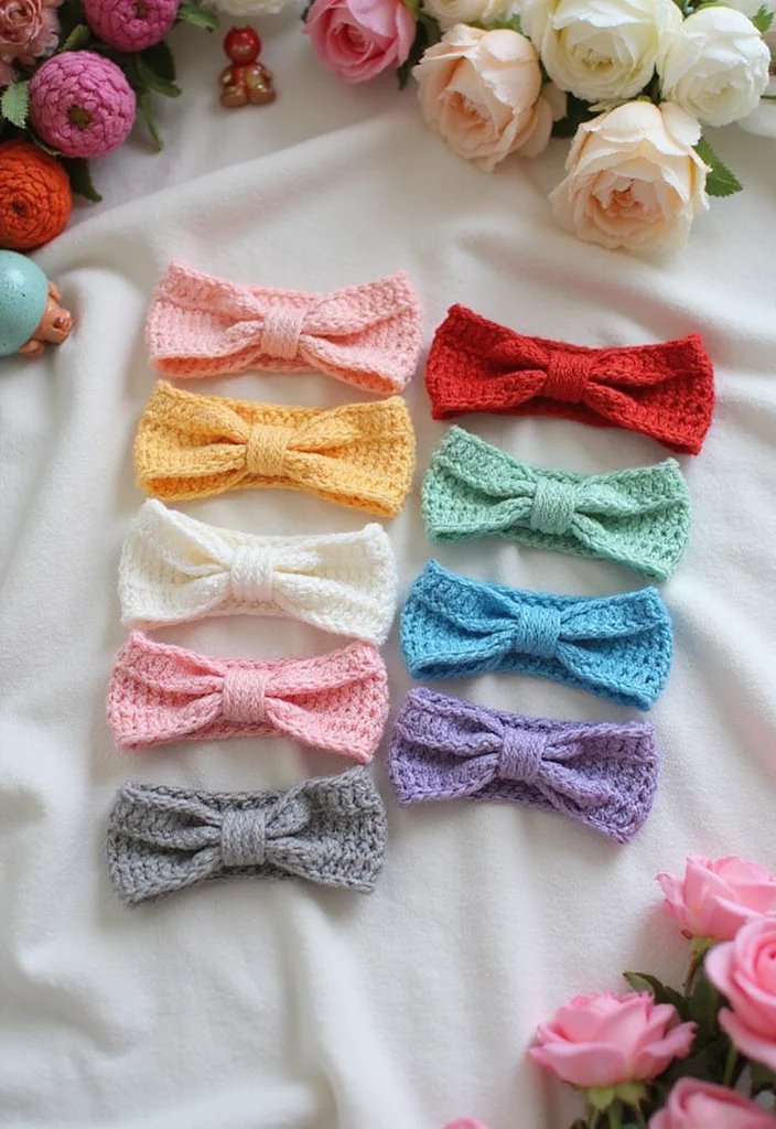 29 Adorable Makes Using Baby Blanket Crochet Patterns - 19. Cheerful Baby Headbands
