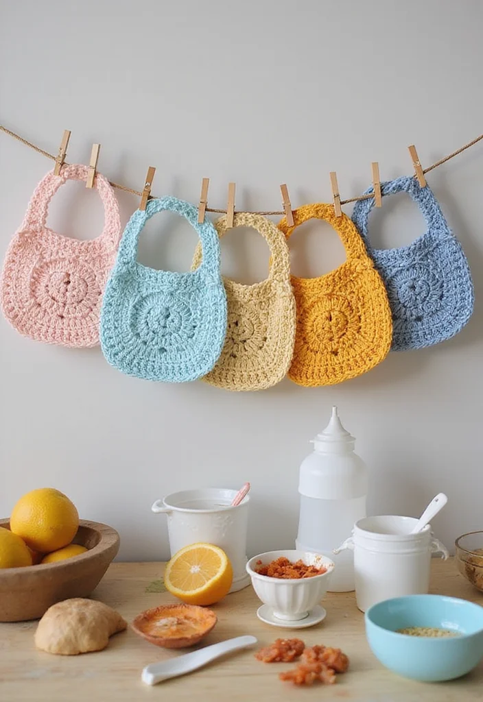 29 Adorable Makes Using Baby Blanket Crochet Patterns - 22. Fun and Functional Bibs