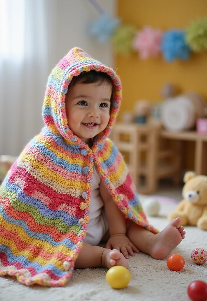 29 Adorable Makes Using Baby Blanket Crochet Patterns - 25. Cute Baby Blanket Capes