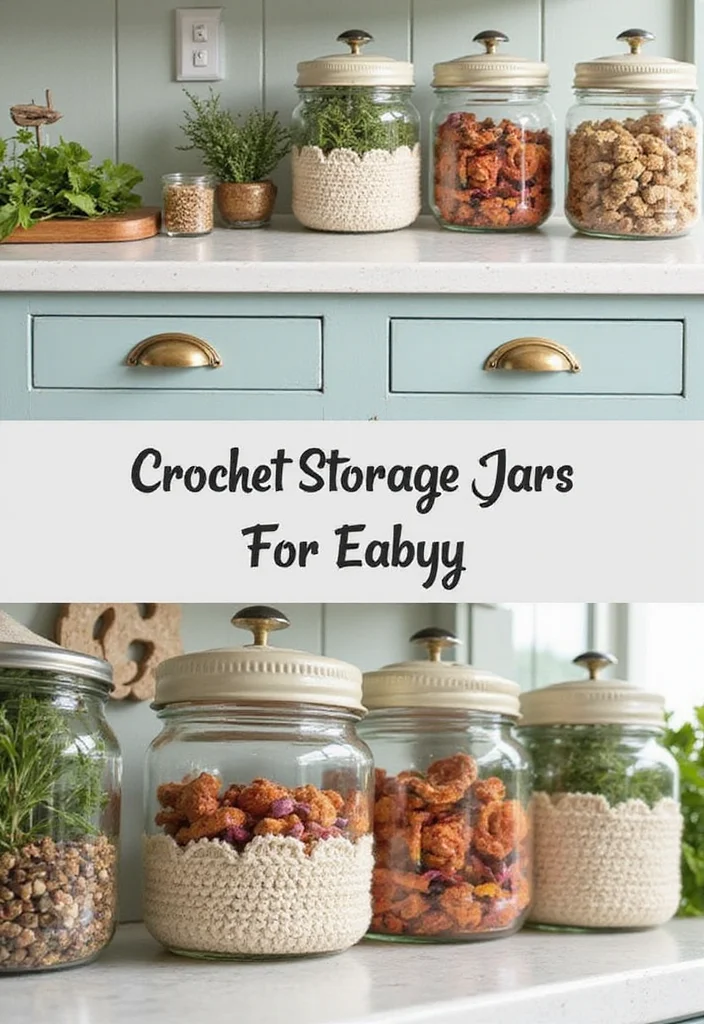 29 Artistic Designs Using Crochet Tapestry Pattern Free Charts - 14. Crochet Storage Jars for Organization