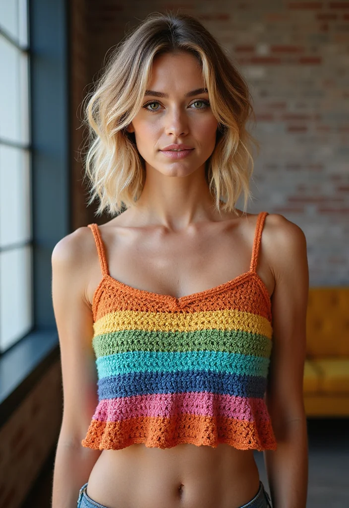 29 Cute Outfit Ideas from Crochet Doll Clothes Free Patterns - 27. Vibrant Peplum Top