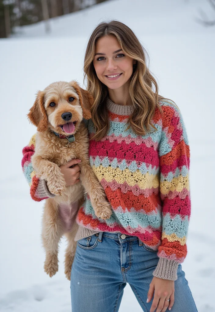 29 Cute Pet Looks Using Crochet Dog Sweater Free Pattern - 16. Cozy Layered Look