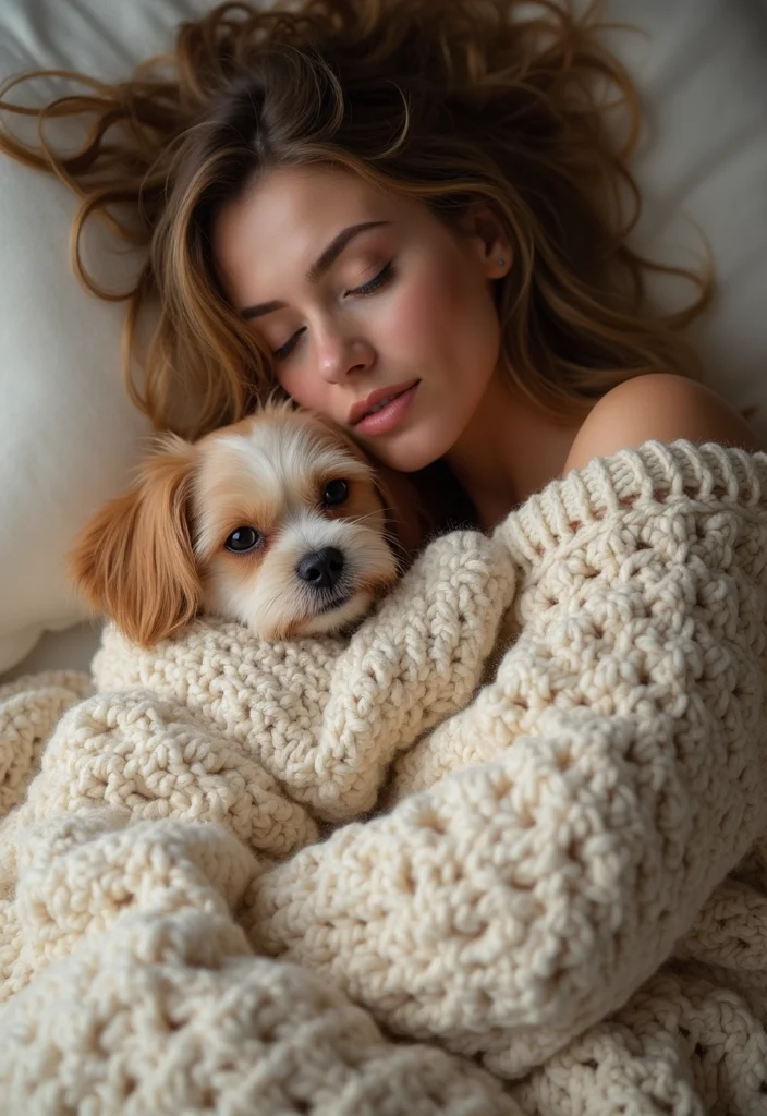 29 Cute Pet Looks Using Crochet Dog Sweater Free Pattern - 24. Cute Sleepy Sweater