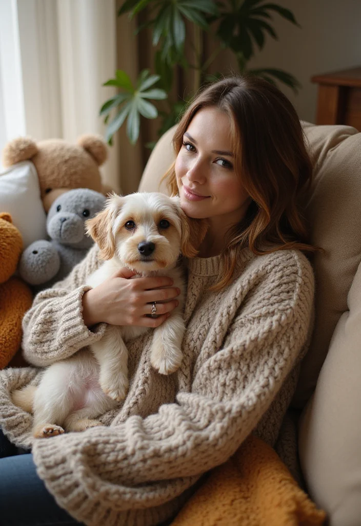 29 Cute Pet Looks Using Crochet Dog Sweater Free Pattern - 26. Comfy Oversized Look