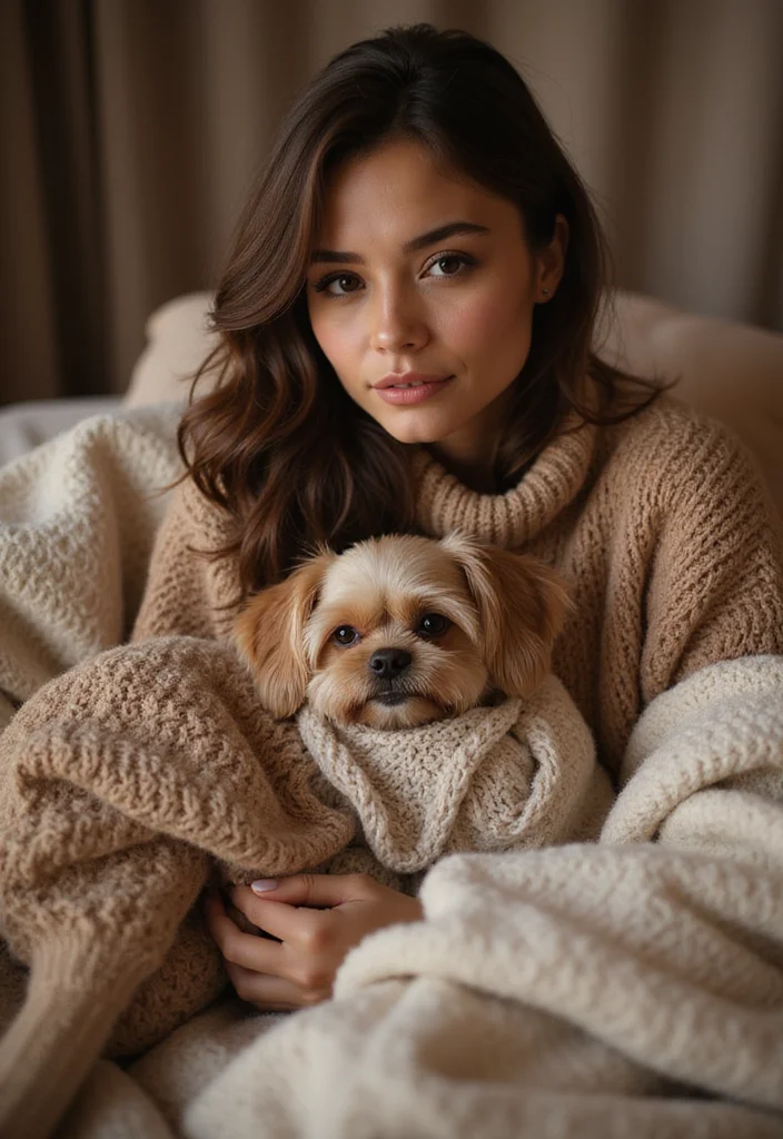 29 Cute Pet Looks Using Crochet Dog Sweater Free Pattern - 8. Chunky Knit Sweater