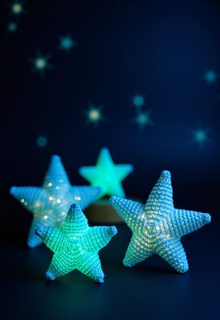 29 Cute Shapes to Practice How to Crochet a Star - 17. Glow-in-the-Dark Stars