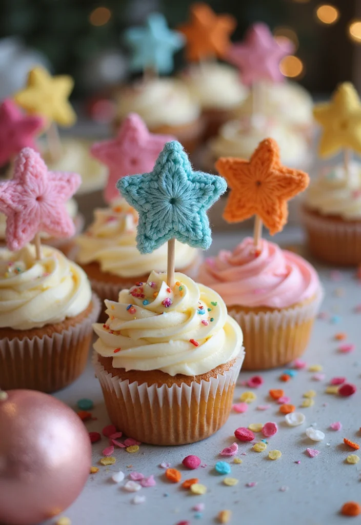 29 Cute Shapes to Practice How to Crochet a Star - 18. Star Cake Toppers