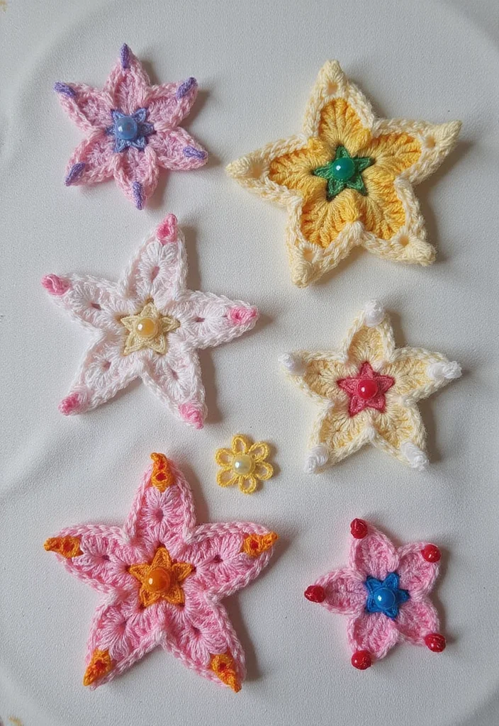 29 Cute Shapes to Practice How to Crochet a Star - 2. Twinkling Star with Beads
