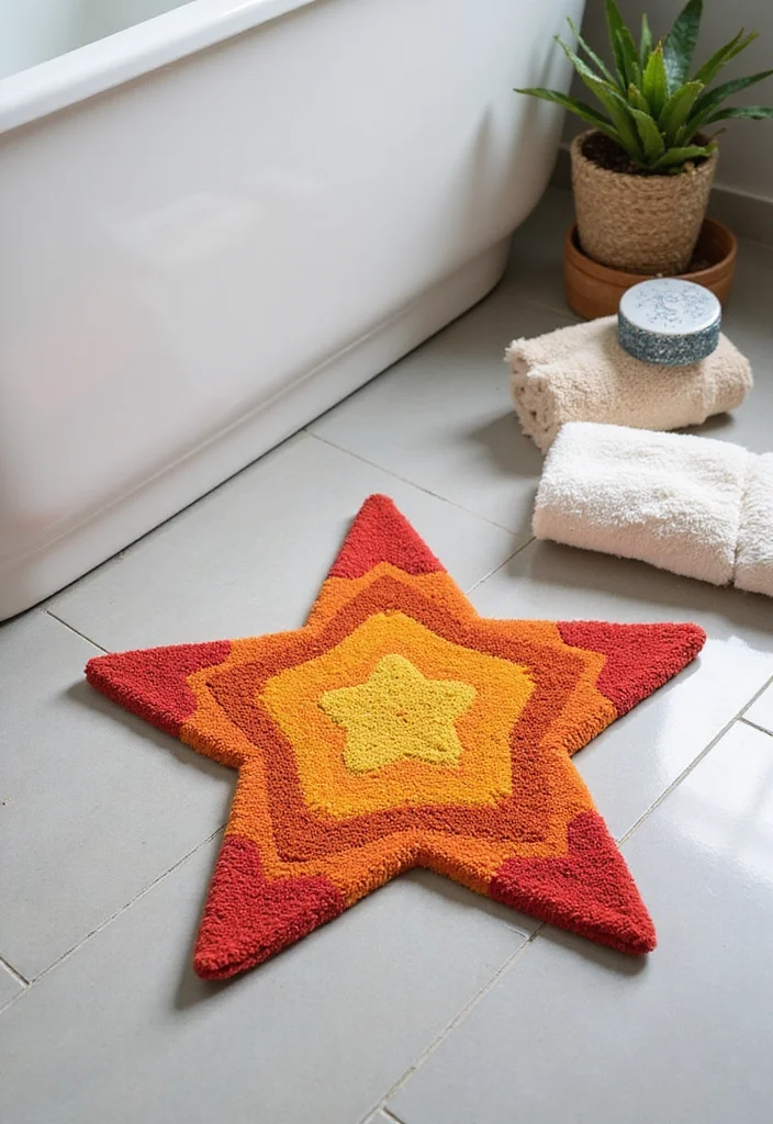29 Cute Shapes to Practice How to Crochet a Star - 21. Star Shaped Bath Mat