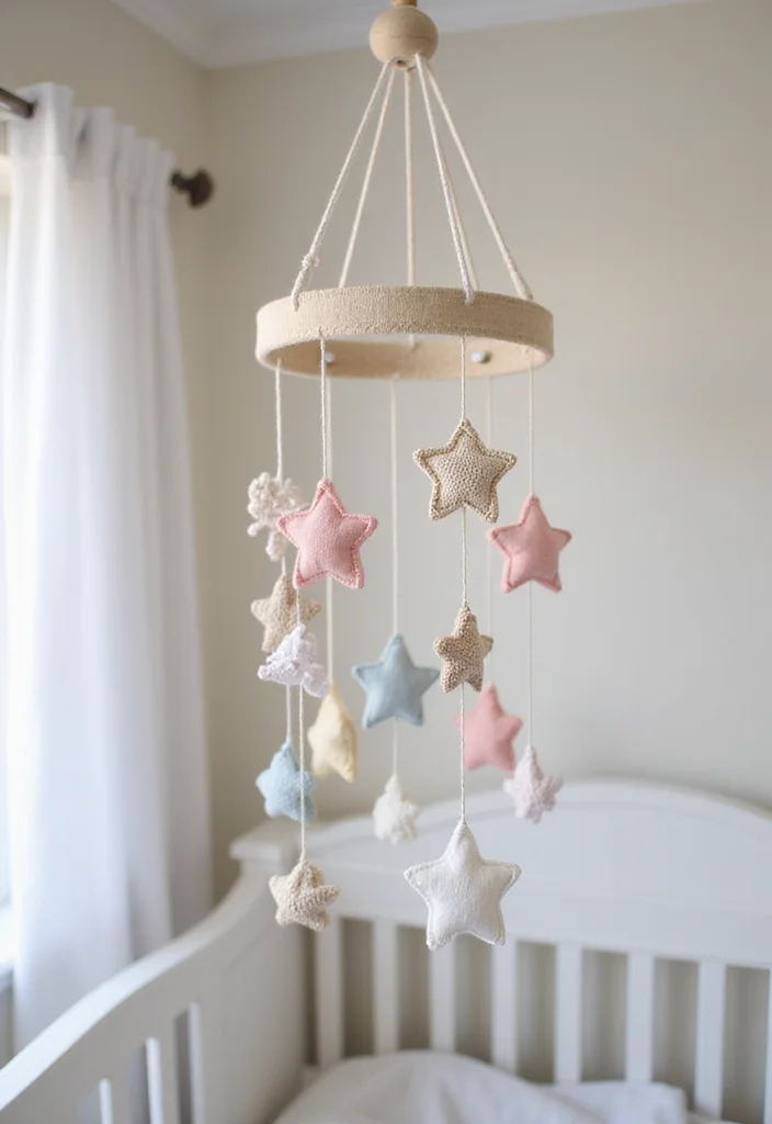 29 Cute Shapes to Practice How to Crochet a Star - 5. Star Baby Mobile
