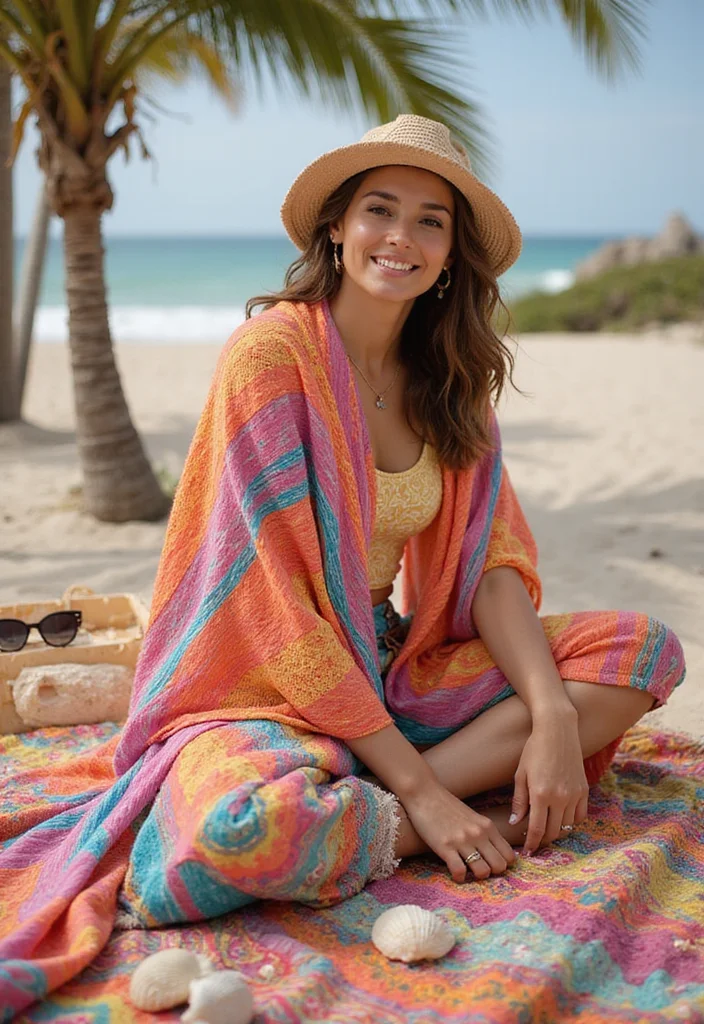 29 Elegant Wraps from Crochet Shawl Patterns Free - 7. Striped Summer Wrap